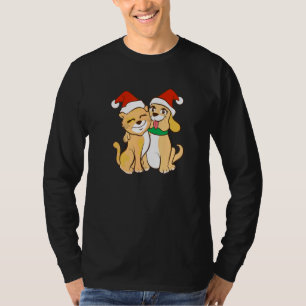 Weihnachtsfreunde Kumpels Hund Katze Weihnachtsman T-Shirt