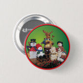 Weihnachtsfreunde mit Schneemännern Button (Vorne & Hinten)