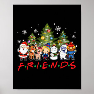 Weihnachtsfreunde Reindeer Snowman Familie Xm Poster