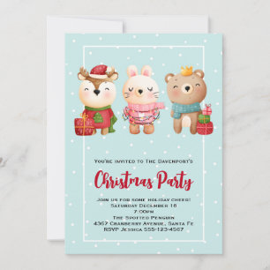 Weihnachtsfreunde - Rentierbär und Kaninchenparty Einladung