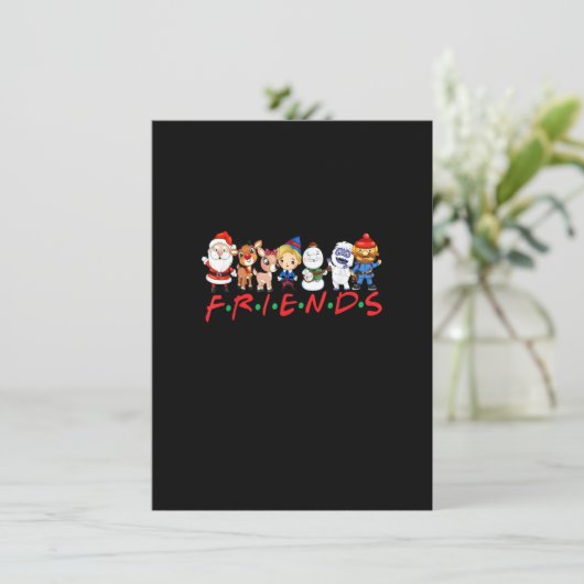 Weihnachtsfreunde Santa Rudolph Snowman Familie Xm Einladung (Stehend Vorderseite)