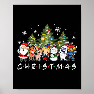 Weihnachtsfreunde Santa Rudolph Snowman Familie Xm Poster