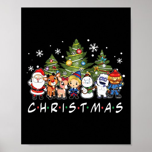 Weihnachtsfreunde Santa Rudolph Snowman Familie Xm Poster (Vorne)