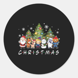 Weihnachtsfreunde Santa Rudolph Snowman Familie Xm Runder Aufkleber