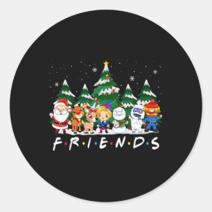 Weihnachtsfreunde Santa Rudolph Snowman Xmas Famil Runder Aufkleber