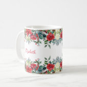 Weihnachtsfreundschaft der Rose Monogram Kaffeetasse (Vorderseite Links)