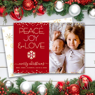 Weihnachtsfriede Freude Liebe Foto Echtgold Folien Feiertagskarte
