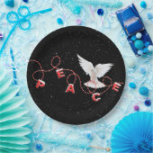 Weihnachtsfrieden mit Tauben und Schneeflocken Pappteller (Party)