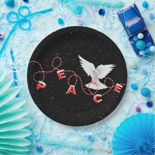 Weihnachtsfrieden mit Tauben und Schneeflocken Pappteller (Party)