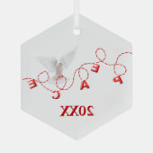 Weihnachtsfrieden mit weißer Taube Ornament Aus Glas (Rückseite)