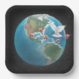 Weihnachtsfrieden mit weißer Taube Pappteller