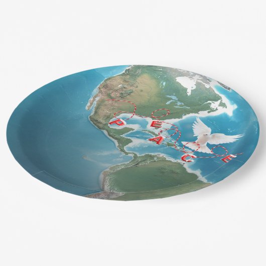 Weihnachtsfrieden mit weißer Taube Pappteller (Schrägansicht)