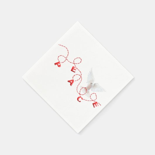Weihnachtsfrieden mit weißer Taube Serviette (Ecke)