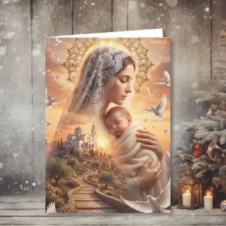 Weihnachtsfrieden | Mutter Maria und Jesus Feiertagskarte