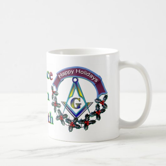 WeihnachtsfriedensfreimaurerTasse oder -Stein Kaffeetasse (Rechts)