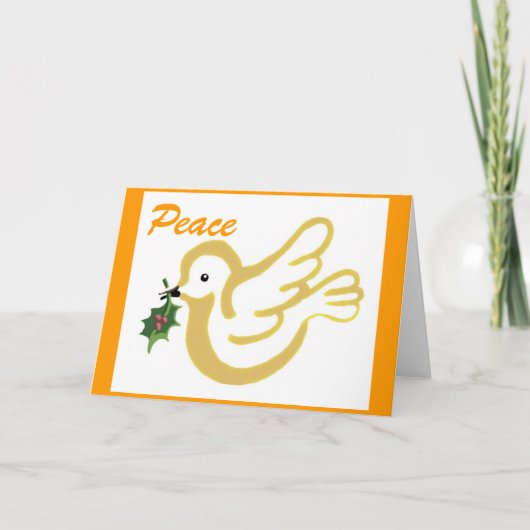 Weihnachtsfriedtaube golden feiertagskarte (Vorderseite)