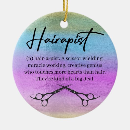 Weihnachtsfriseur Keramik Ornament (Vorne)