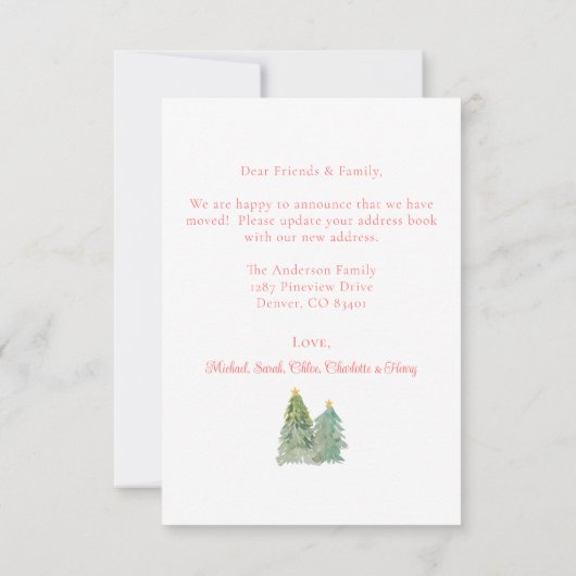 Weihnachtsfront Neue Zuhause Moving Ankündigung (Rückseite)