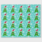 Weihnachtsfrosch: Blaues Papier Geschenkpapier (Flach)