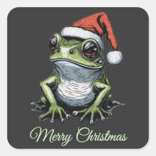 Weihnachtsfrosch Cottagecore Vintage viktorianisch Quadratischer Aufkleber