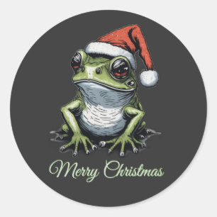 Weihnachtsfrosch Cottagecore Vintage Viktorianisch Runder Aufkleber