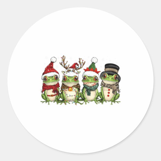 Weihnachtsfrosch-Crew Santa-Elf-Rentier-Weihnachts Runder Aufkleber (Vorderseite)