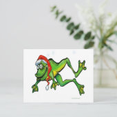 Weihnachtsfrosch Feiertagspostkarte (Stehend Vorderseite)