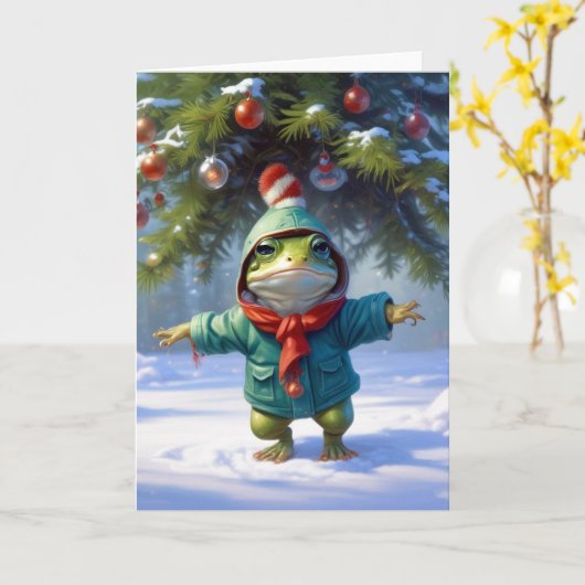 Weihnachtsfrosch Karte (Gelbe Blume)