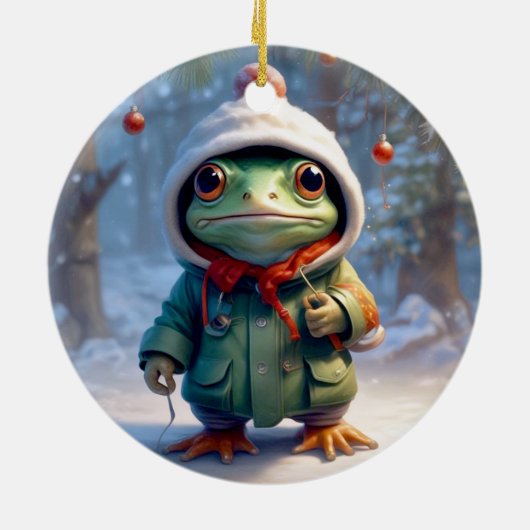 Weihnachtsfrosch Keramik Ornament (Hinten)