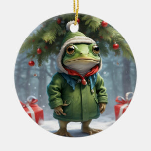 Weihnachtsfrosch Keramik Ornament