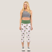 Weihnachtsfrosch mit Candy Canes Capri Leggings (Vorderseite)