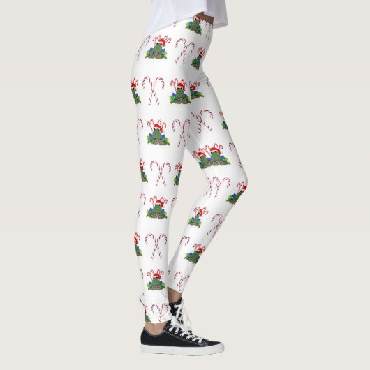Weihnachtsfrosch mit Candy Canes Leggings (Rechts)