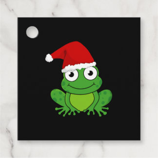 Weihnachtsfrosch mit Weihnachtsmannmütze Geschenkanhänger