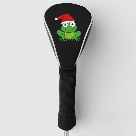 Weihnachtsfrosch mit Weihnachtsmannmütze Golf Headcover (Vorderseite)