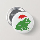 Weihnachtsfrosch mit Weihnachtsmannmütze Minimalis Button (Vorne & Hinten)