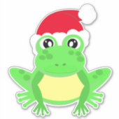 Weihnachtsfrosch mit Weihnachtsmannmütze Niedlich Aufkleber (Vorderseite)