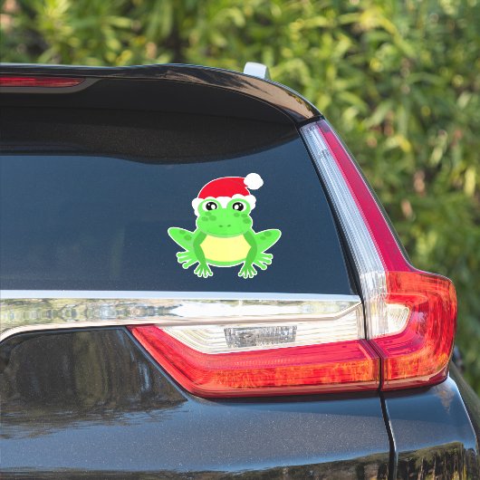 Weihnachtsfrosch mit Weihnachtsmannmütze Niedlich Aufkleber (Auto Seite)