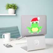 Weihnachtsfrosch mit Weihnachtsmannmütze Niedlich Aufkleber (Laptop auf Schreibtisch)