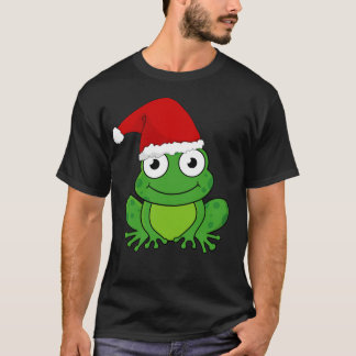 Weihnachtsfrosch mit Weihnachtsmannmütze T-Shirt