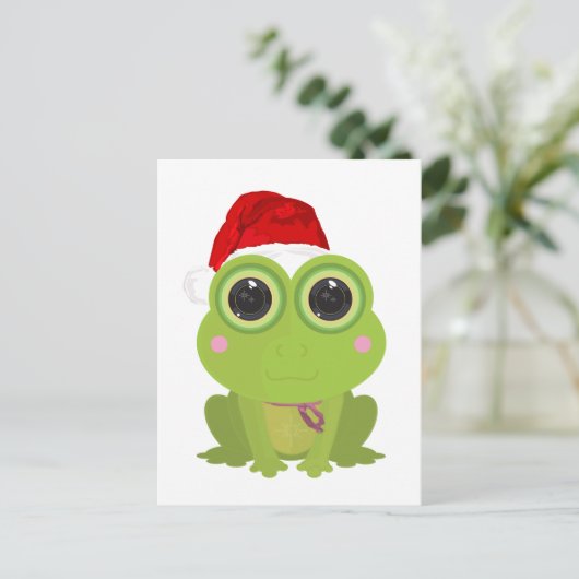 Weihnachtsfrosch Postkarte (Stehend Vorderseite)