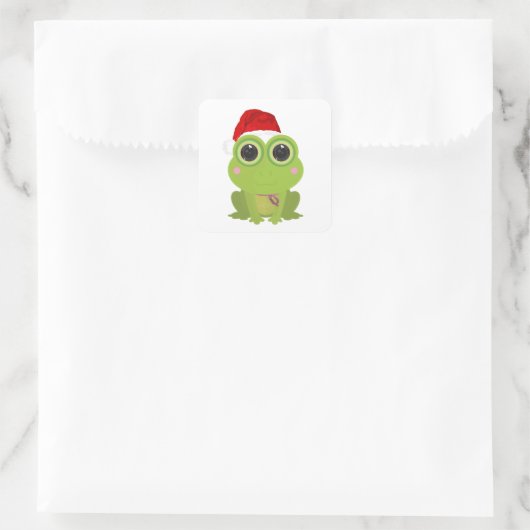 Weihnachtsfrosch Quadratischer Aufkleber (Tasche)