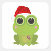 Weihnachtsfrosch Quadratischer Aufkleber (Vorderseite)