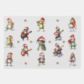 Weihnachtsfrosch-Rock-Band-Wrapping-Papier Geschenkpapier Set (Vorderseite)