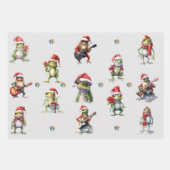 Weihnachtsfrosch-Rock-Band-Wrapping-Papier Geschenkpapier Set (Vorderseite)