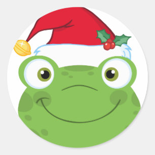 Weihnachtsfrosch Runder Aufkleber