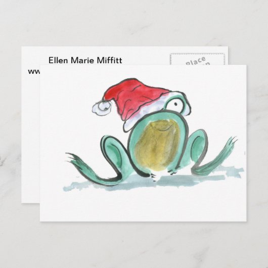 Weihnachtsfrosch, Sumi-e Feiertagspostkarte (Vorne/Hinten)