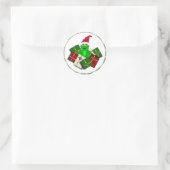 Weihnachtsfrosch und Geschenkkleber Runder Aufkleber (Tasche)