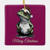 Weihnachtsfrosch Vintag Viktorianisch Keramikornament (Vorderseite)
