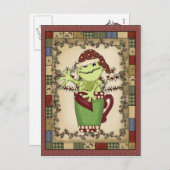 Weihnachtsfrosch Weihnachtskaffee Postkarte (Vorne/Hinten)