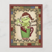 Weihnachtsfrosch Weihnachtskaffee Postkarte (Vorderseite)